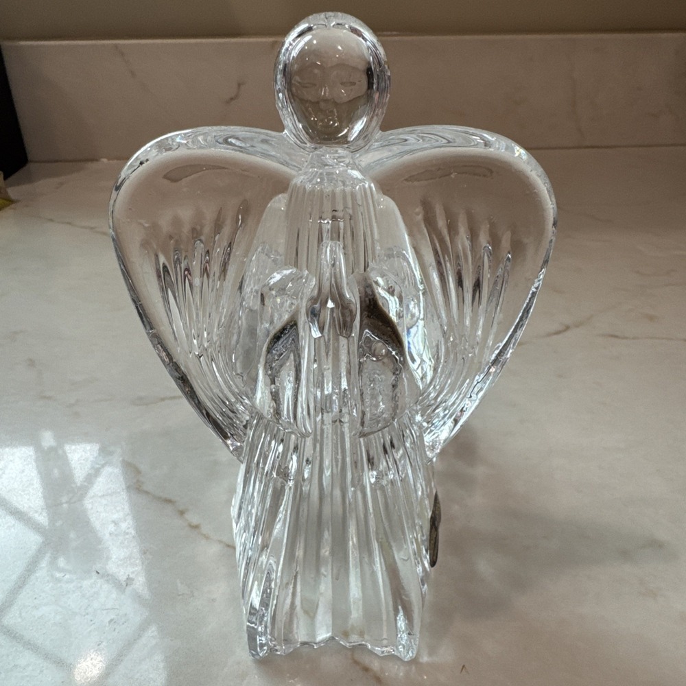 USA Crystal/Cristal Lead DePlomb Clear Glass Heavy Angel Votive Candle Holder - Picture 2 of 8